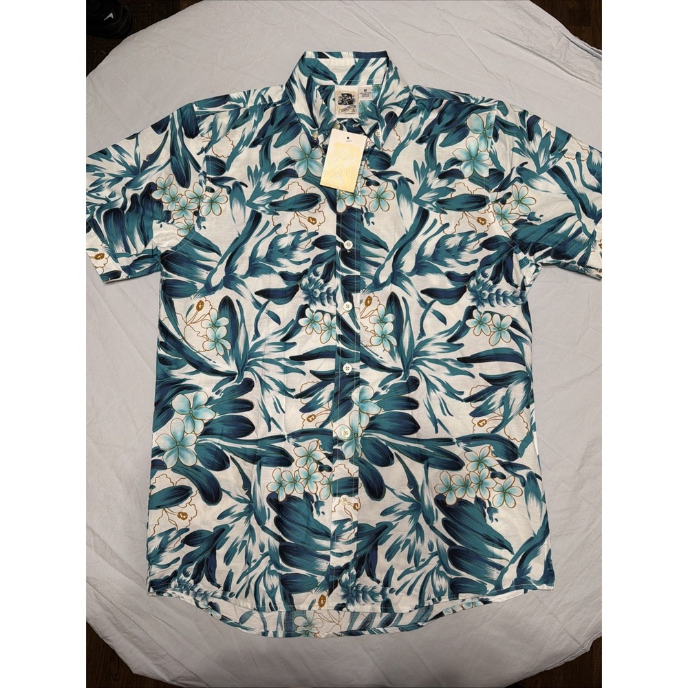 Kennington Hawaiian‎ Shirt-Blue-Floral-NWT Men's Medium